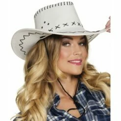 Chapeau Cowboy Cuir Blanc