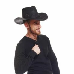 Chapeau Cowboy Cuir Noir