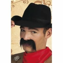 Devant -FETE EN FOLIE Soldes moustache cowboy noir 1