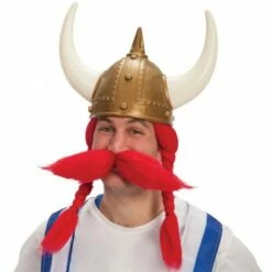 Perruque Et Moustache De Viking Rouge