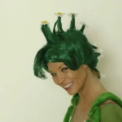 Perruque Punky Fleurs Verte