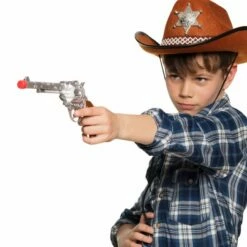 Boland Pistolet Cowboy Plastique Argent 31cm -FETE EN FOLIE Soldes pistolet cowboy plastique argent 31cm 1